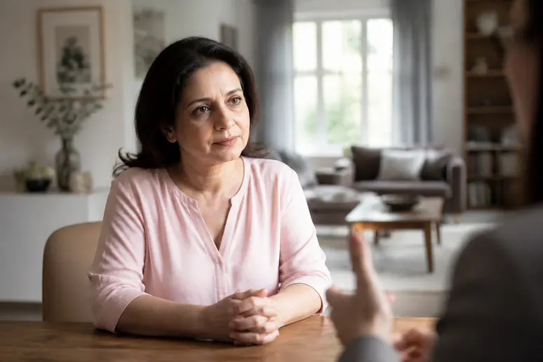 Proche adoptant une attitude calme et attentive pour éviter les conflits lors de phrases à éviter bipolaire
