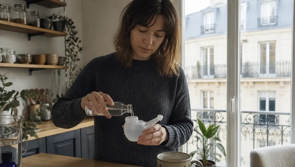 Déboucher le nez : lavages au sérum et inhalations de vapeur Conseils pratiques pour savoir comment deboucher le nez naturellement à la maison avec du sérum.