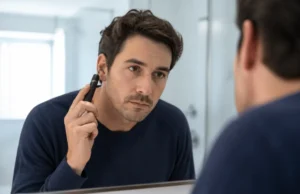Earo Vision 2.0 : avis et test de la caméra auriculaire Earo Vision 2.0 avis présenté dans une salle de bain moderne et lumineuse