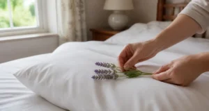Comment utiliser la lavande vraie sur l’oreiller pour dormir ? comment utiliser lavande vraie dormir en disposant des brins sur un oreiller blanc