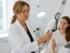 Laser et rosacée : efficacité, tarif des séances et suites Un médecin ajuste un équipement médical avant une séance de rosacée laser dans un cabinet lumineux.