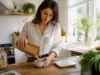 Bienfaits des pistaches : crues ou grillées et portion de 30 g Une femme prépare une portion quotidienne pour profiter des bienfaits des pistaches dans sa cuisine