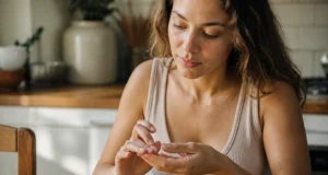 Comment faire pousser ses ongles plus vite sans les casser ? Une femme applique un soin naturel pour faire pousser ses ongles rapidement à la maison.