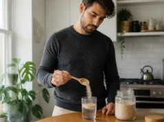 Laxatifs naturels rapides : l’action du séné face au psyllium Préparation d'un remède avec un laxatif naturel rapide comme le psyllium blond dans une cuisine lumineuse.