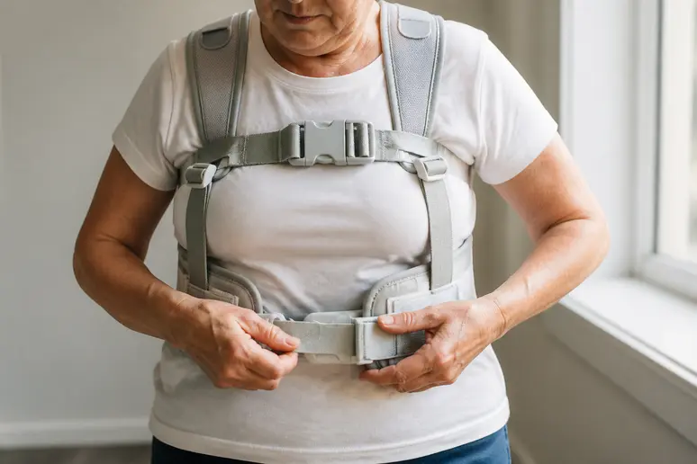 Patient ajustant correctement son gilet LifeVest pour assurer une surveillance cardiaque efficace sans fausse alarme