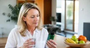 Floravia avis : que vaut ce complément pour la digestion ? Femme préparant son Floravia complément alimentaire avis dans une cuisine lumineuse