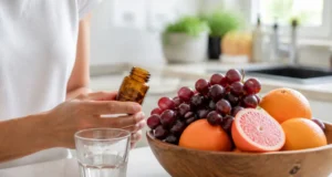Vinali : utilité réelle des pépins de raisin et vitamine C Une personne prépare ses compléments naturels avec des fruits frais et vinali à quoi sert au quotidien